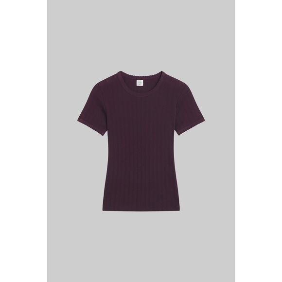 Leset Pointelle Slim Fit Tee - M - Dark Berry - Picture 1 of 5